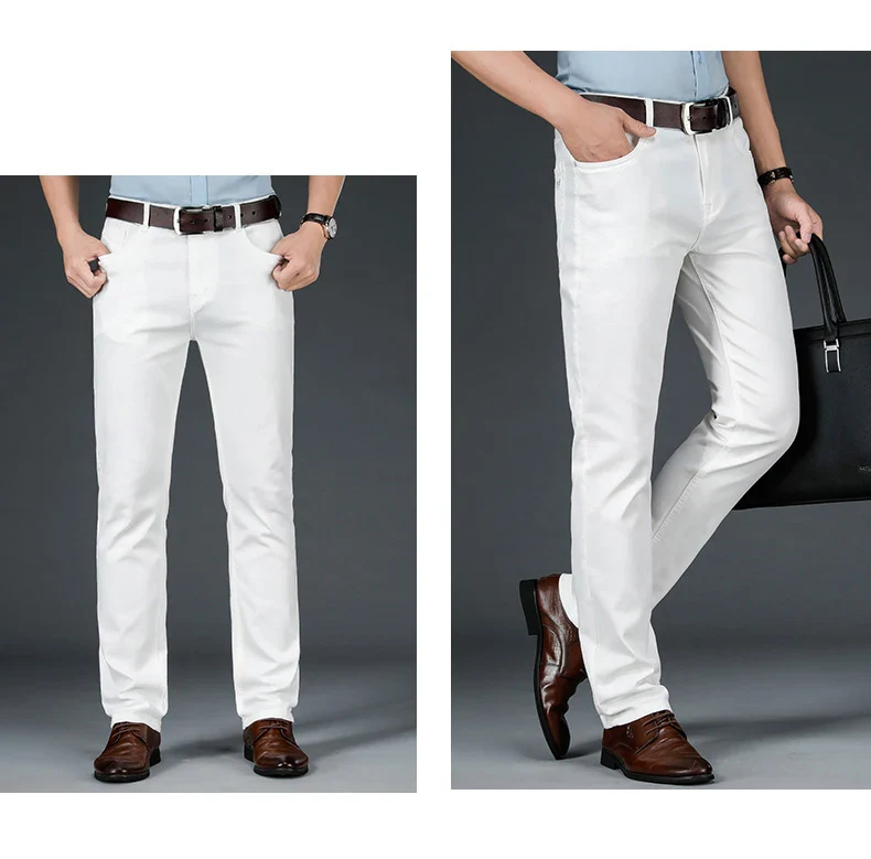 2025 New Spring Summer Jeans Men Fashion Casual Classic Style Business Straight Fit Soft Trousers Male Advanced White Pants 40 - Image 9