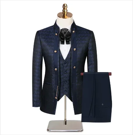 2025 New Wedding Host Performance Men's Suit Dress Three-piece Botanical Floral Pattern  Blazer  for Men with Pants and Vest - Image 52