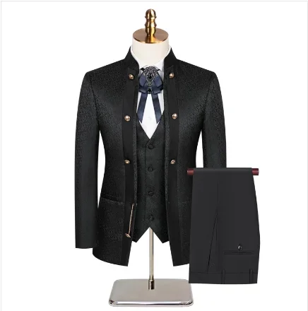 2025 New Wedding Host Performance Men's Suit Dress Three-piece Botanical Floral Pattern  Blazer  for Men with Pants and Vest - Image 53