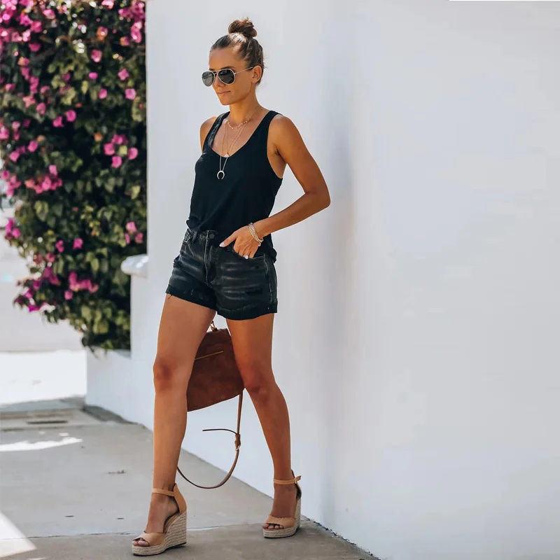 2025 New Women Summer Black Denim Shorts Fashion High Waist Elastic Shorts Jeans S-2XL Global Drop Shipping - Image 6