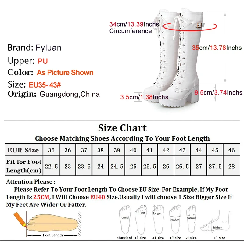 2025 Sexy White Women Knight Boots Coarse Heels Round Toe Knee High Boots Lace Up Multi-belt Buckle High Heeled Boots Size 35-43 - Image 3