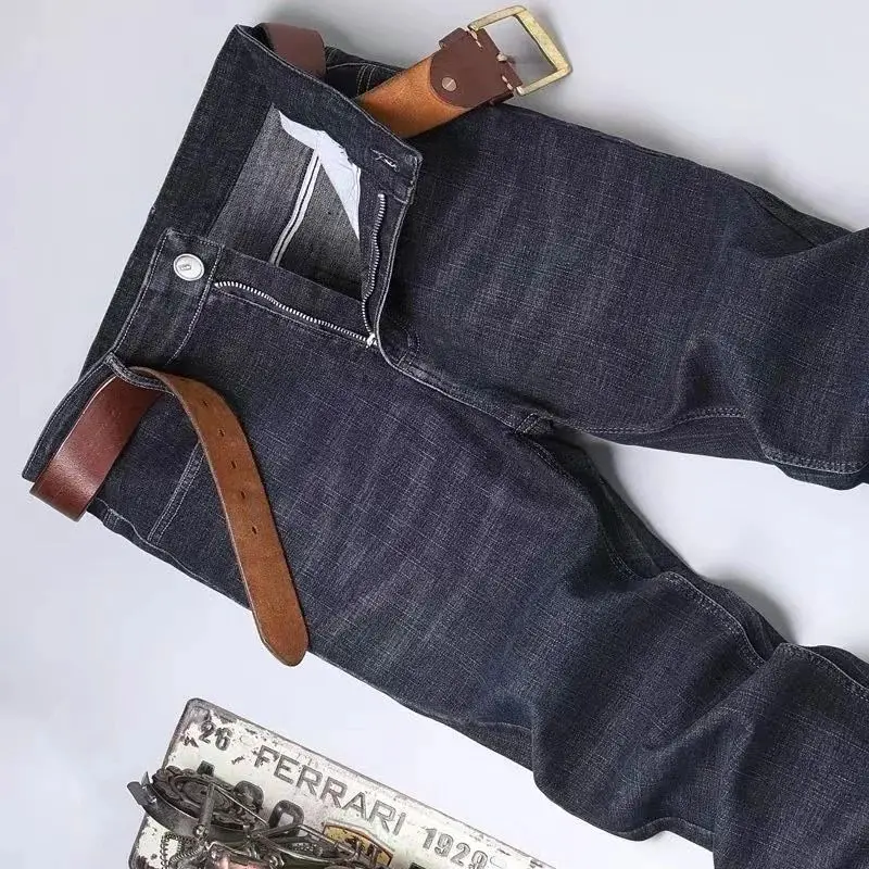 2025 Spring Autumn New Men's Jeans Casual Straight Stretch Fashion Classic Blue Black Work Denim Trousers Male Brand Clothing - Image 2