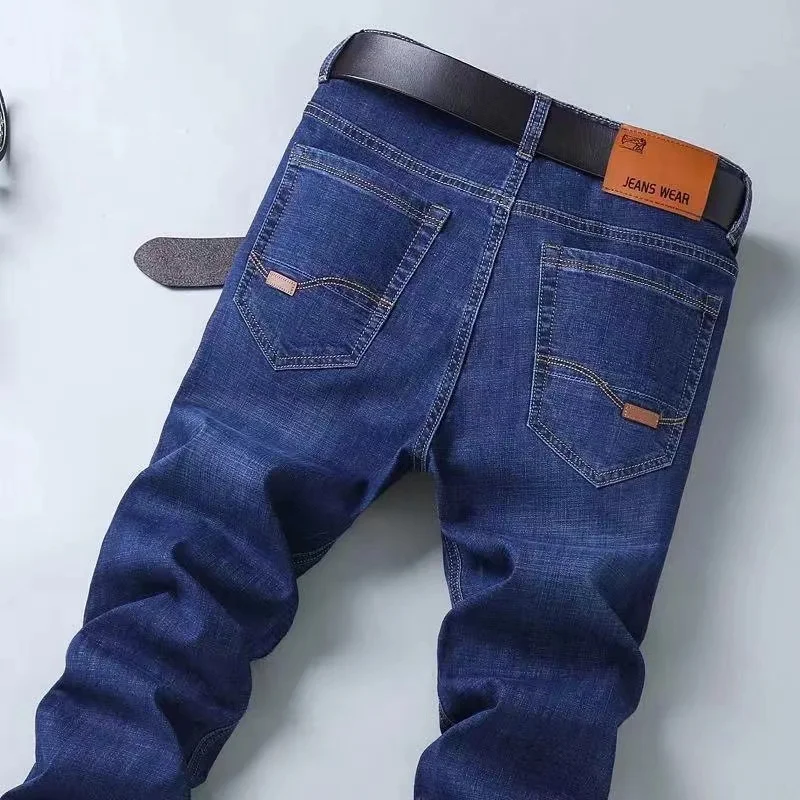 2025 Spring Autumn New Men's Jeans Casual Straight Stretch Fashion Classic Blue Black Work Denim Trousers Male Brand Clothing - Image 3