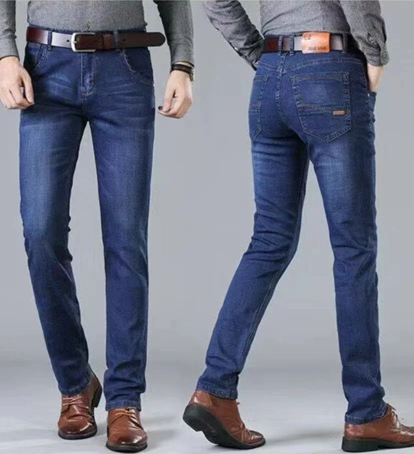 2025 Spring Autumn New Men's Jeans Casual Straight Stretch Fashion Classic Blue Black Work Denim Trousers Male Brand Clothing - Image 4