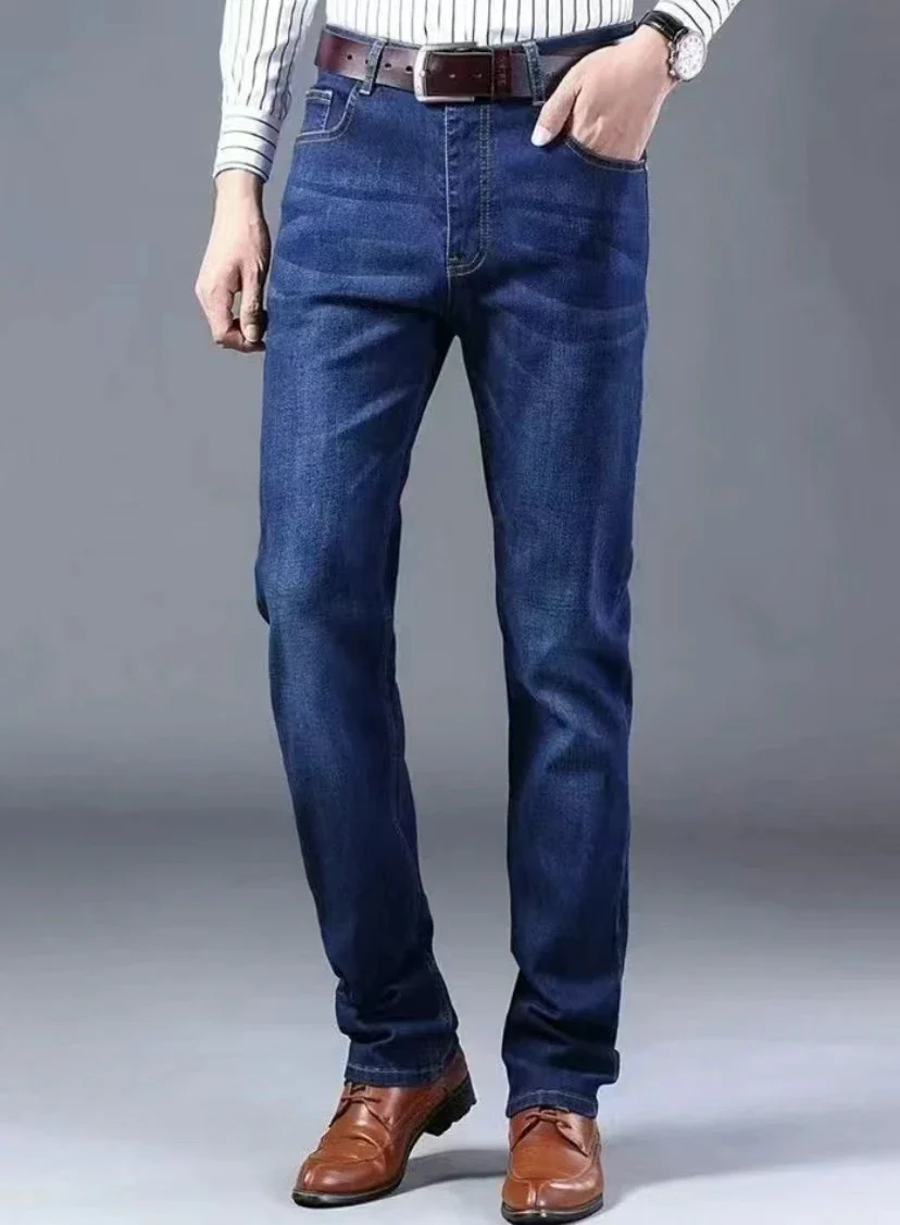 2025 Spring Autumn New Men's Jeans Casual Straight Stretch Fashion Classic Blue Black Work Denim Trousers Male Brand Clothing - Image 5