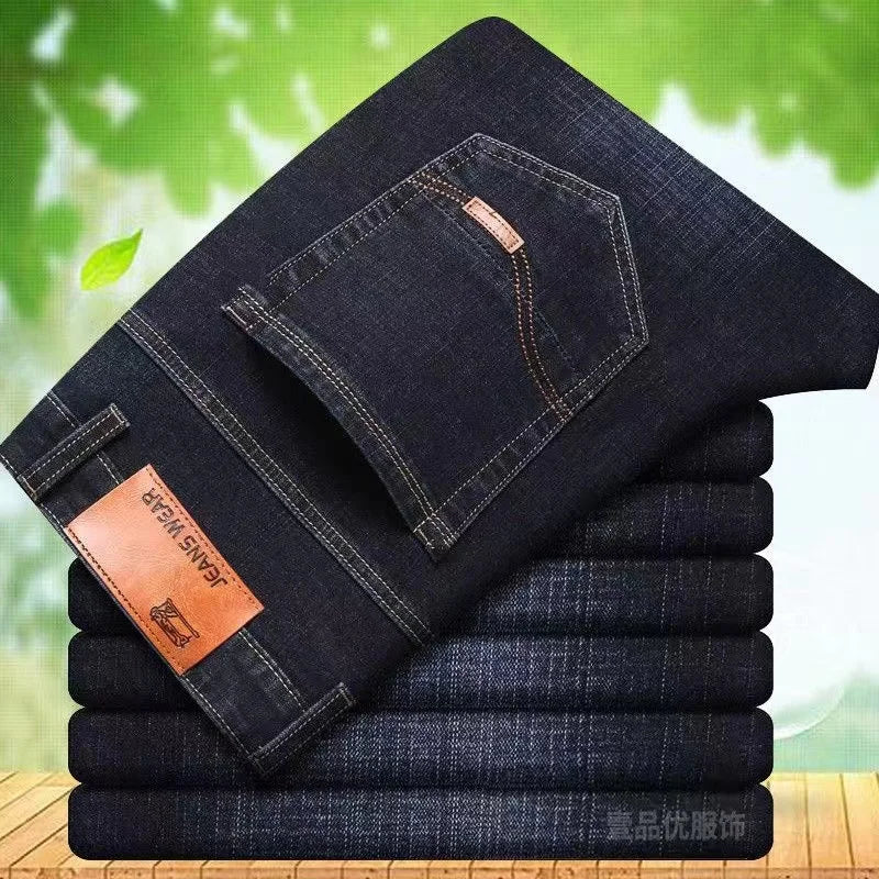 2025 Spring Autumn New Men's Jeans Casual Straight Stretch Fashion Classic Blue Black Work Denim Trousers Male Brand Clothing - Image 6