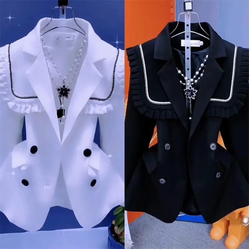 2025 Spring Autumn Suit Jacket Women's Blazer Fashion Mushroom Edge Suit Shawl Detachable Collar Sweet High End Korean Jacket - Image 2
