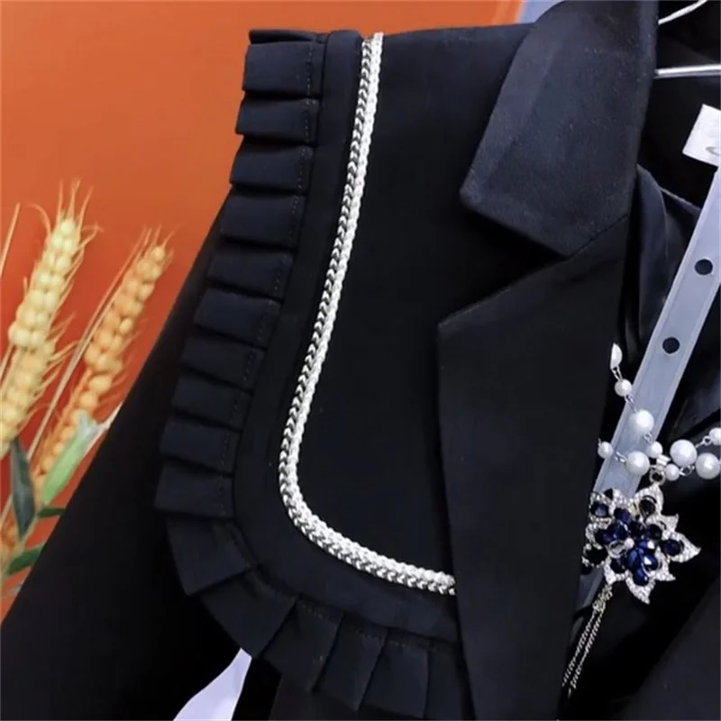 2025 Spring Autumn Suit Jacket Women's Blazer Fashion Mushroom Edge Suit Shawl Detachable Collar Sweet High End Korean Jacket - Image 4