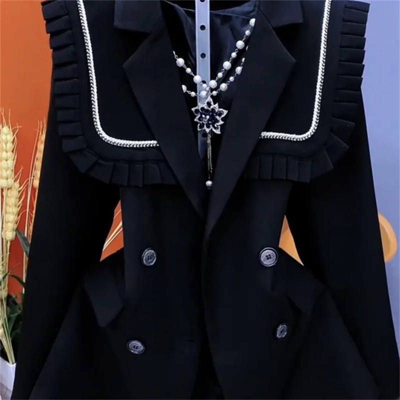 2025 Spring Autumn Suit Jacket Women's Blazer Fashion Mushroom Edge Suit Shawl Detachable Collar Sweet High End Korean Jacket - Image 5