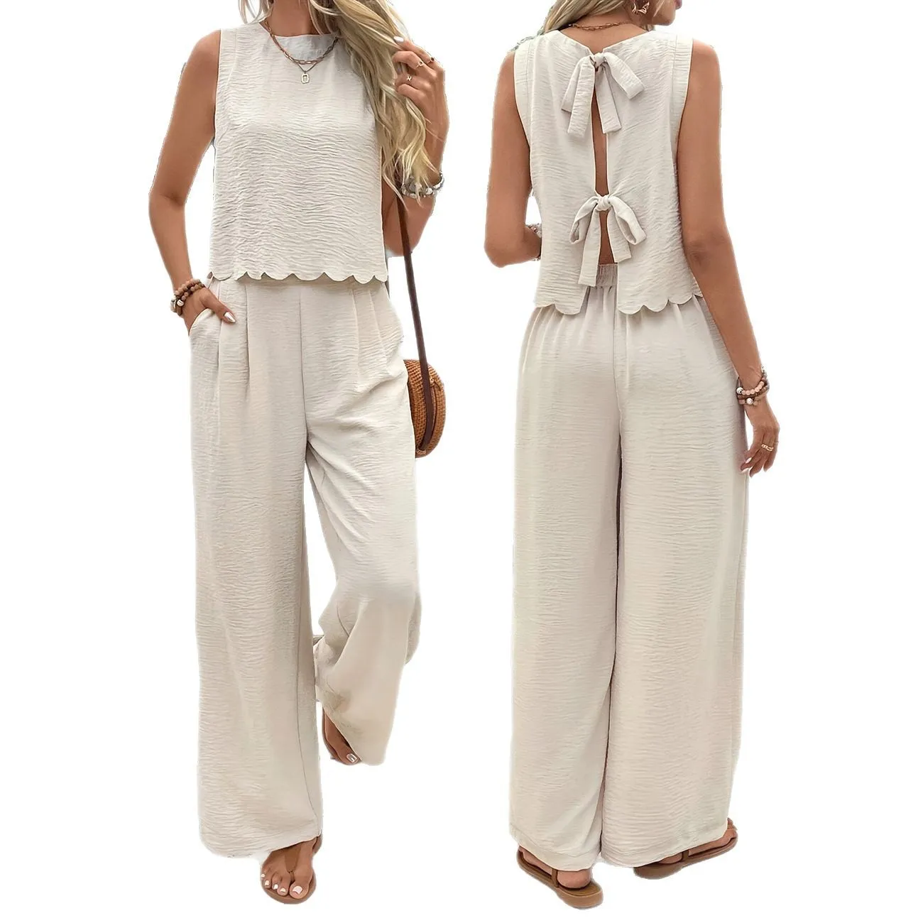 2025 Summer New Women's Fashion Sleeveless Tank Top Casual Pants Set - Image 5