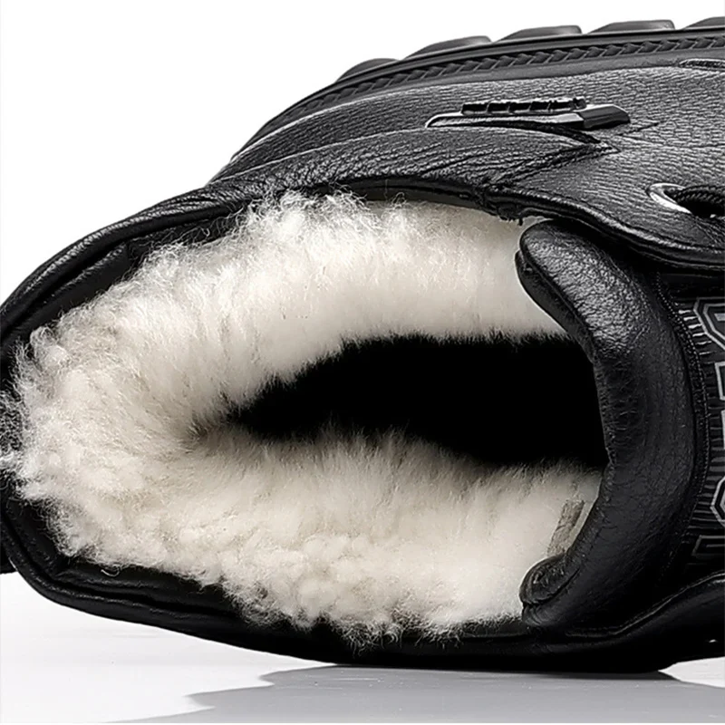 2025 Winter Shoes Mens Snow Boots Warm Plush Cold Winter Fashion Brand Male Footwear Non-slip Flat Ankle Boots Black D591 - Image 3