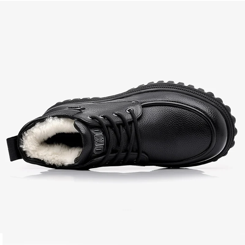 2025 Winter Shoes Mens Snow Boots Warm Plush Cold Winter Fashion Brand Male Footwear Non-slip Flat Ankle Boots Black D591 - Image 6