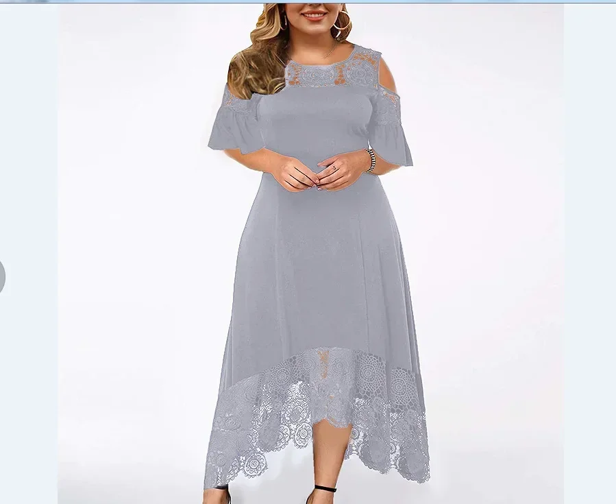 2025 Women's Lace Stitching Ruffle Short-Sleeved Strapless Dress Elegant Ladies' Summer Evening Club Party Dresses Woman Vestido - Image 11