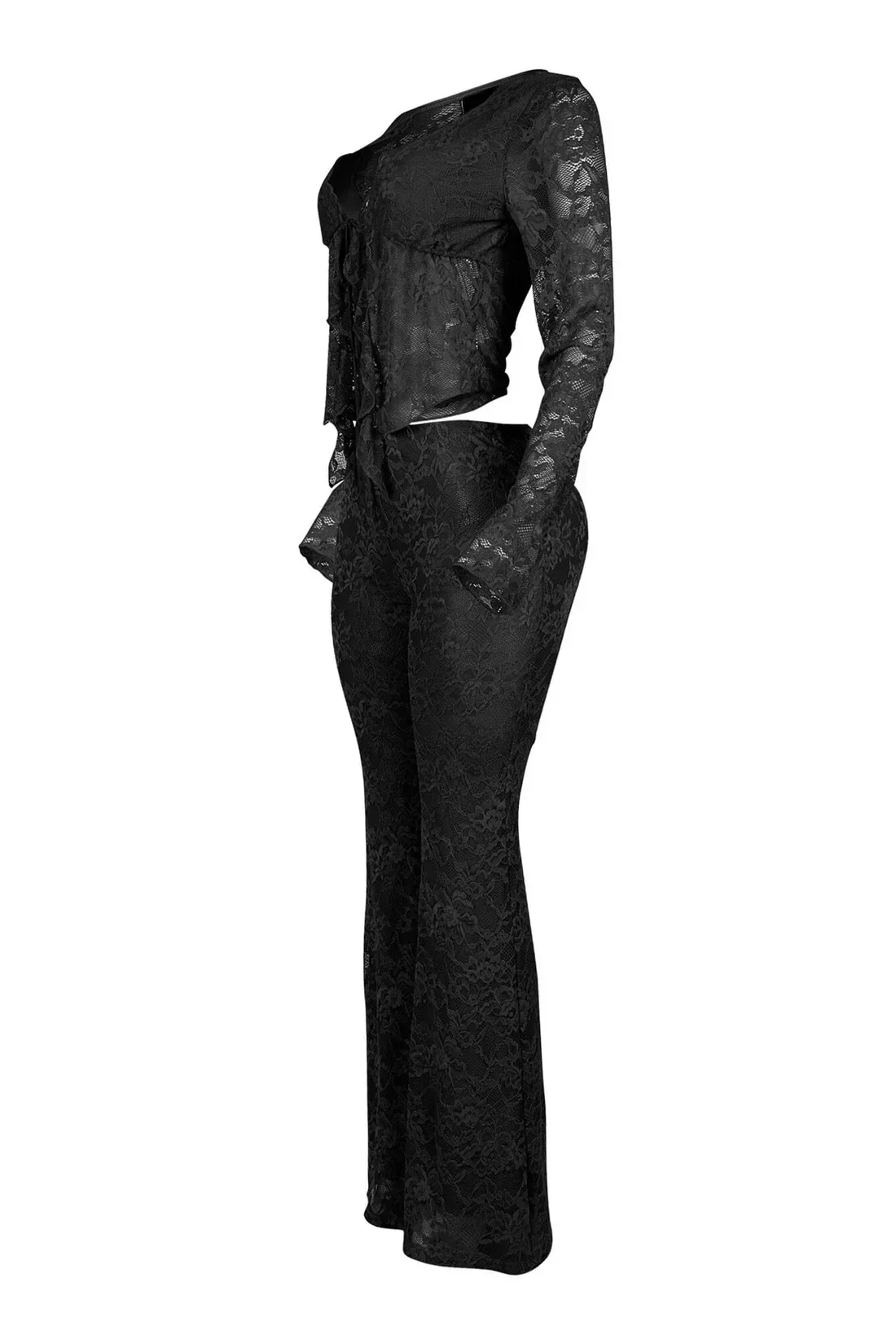 2025 Women's Set Long Sleeve Lace See Through Shirt + Long Pants Street Evening Sexy Two 2Piece Sets Outfits Tracksuit - Image 21