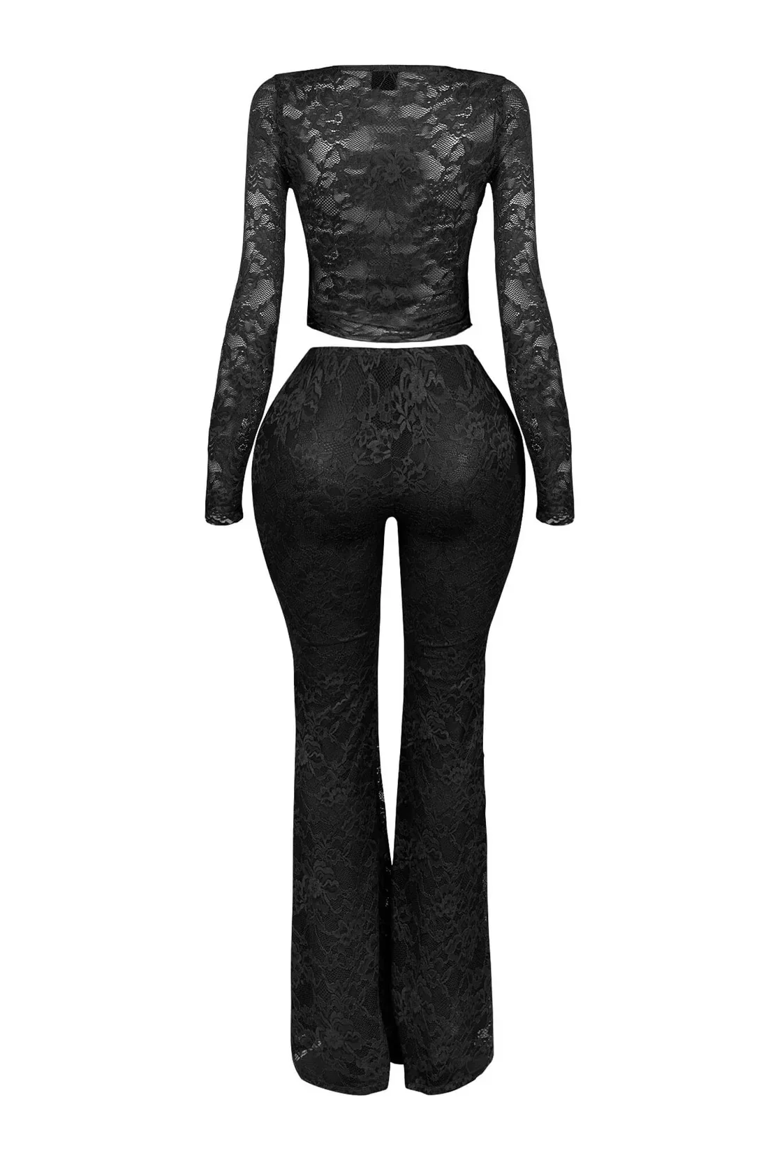 2025 Women's Set Long Sleeve Lace See Through Shirt + Long Pants Street Evening Sexy Two 2Piece Sets Outfits Tracksuit - Image 22