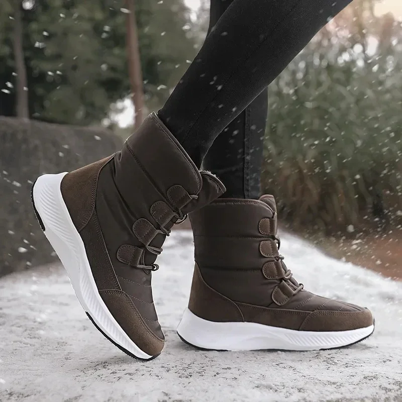 2025 Women's Shoes Winter Fashion Ankle Boots Women Keep Warm Female Lace Up Waterproof Boots Ankle Shoes Street Nurse Boots - Image 5
