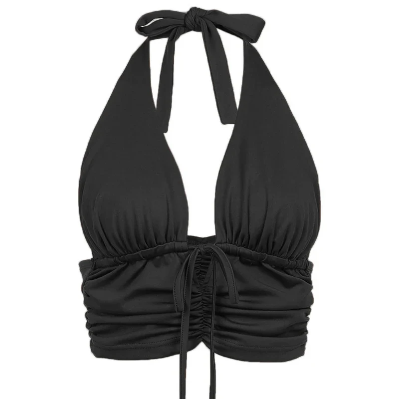 21 Style Sexy Vintage Strappy Y2K Halter Crop Top Women Summer 90s Backless Cami Tops Tees Ladies Fashion Fitness Camisole Party - Image 5