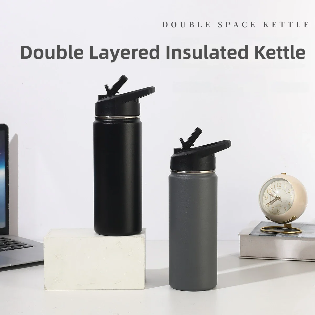 22oz Double Layered 304 Stainless Steel Vacuum Insulated Thermos Sports Water Cup Portable Outdoor Cycling Kettle
