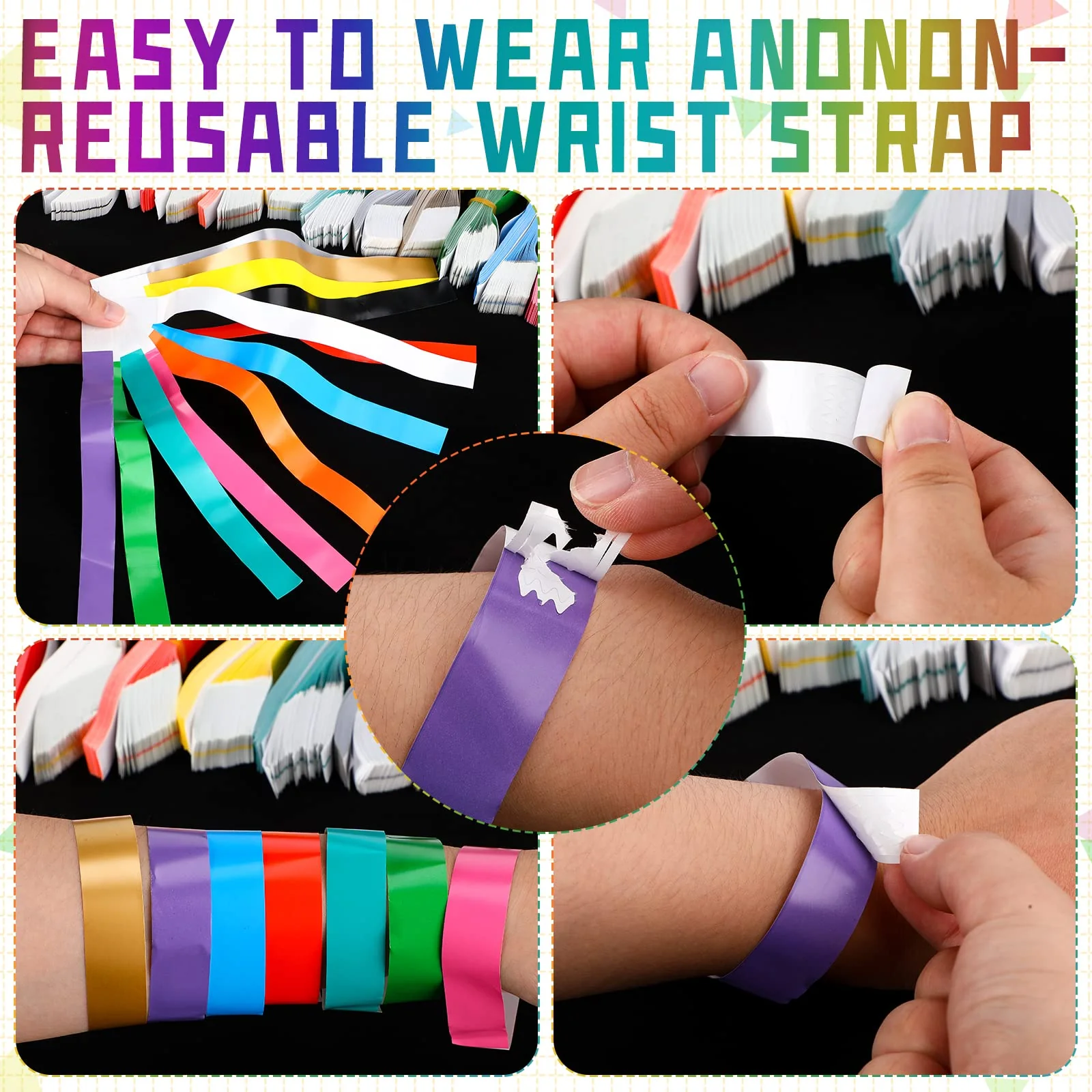 2400 Pack Paper Wristbands Bulk Neon Color Wrist Bands Waterproof Party Hand Bands Lightweight Adhesive Wristbands for Concert Events Party Identification Wristbands(Fresh Colors) - Image 5