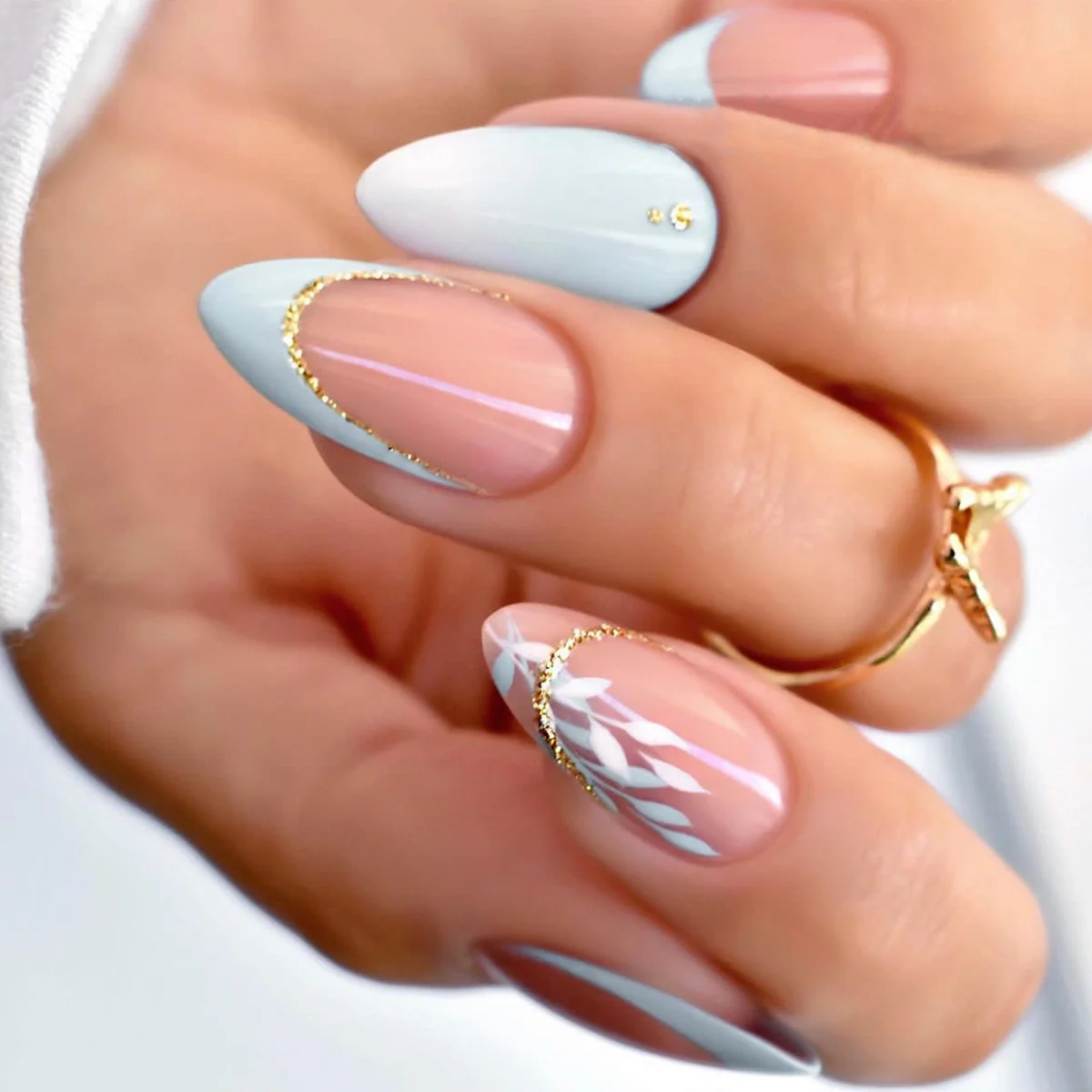 24pcs/Box Fresh Floral Almond False Nails Press On Nails Detachable Fake Nail Tip Purple with Design Manicure Patches - Image 10
