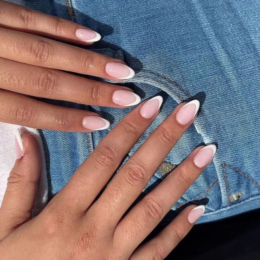 24Pcs Detachable Almond False Nails with Pearl Decoration Elegant Designs French Fake Nails Full Nail Art Tips Press On Nails - Image 13