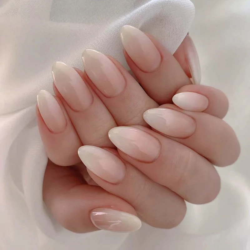 24Pcs Detachable Almond False Nails with Pearl Decoration Elegant Designs French Fake Nails Full Nail Art Tips Press On Nails - Image 14