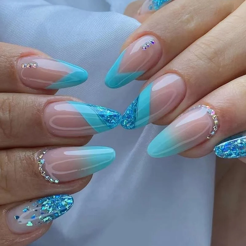 24Pcs Detachable Almond False Nails with Pearl Decoration Elegant Designs French Fake Nails Full Nail Art Tips Press On Nails - Image 18