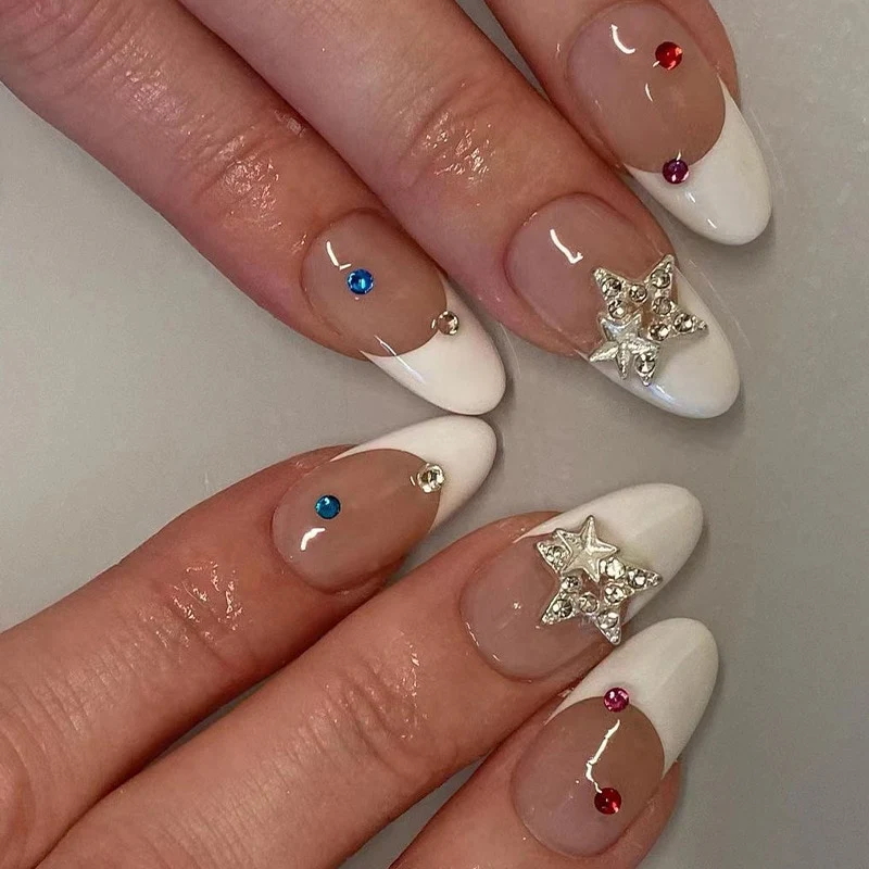 24Pcs Detachable Almond False Nails with Pearl Decoration Elegant Designs French Fake Nails Full Nail Art Tips Press On Nails - Image 28