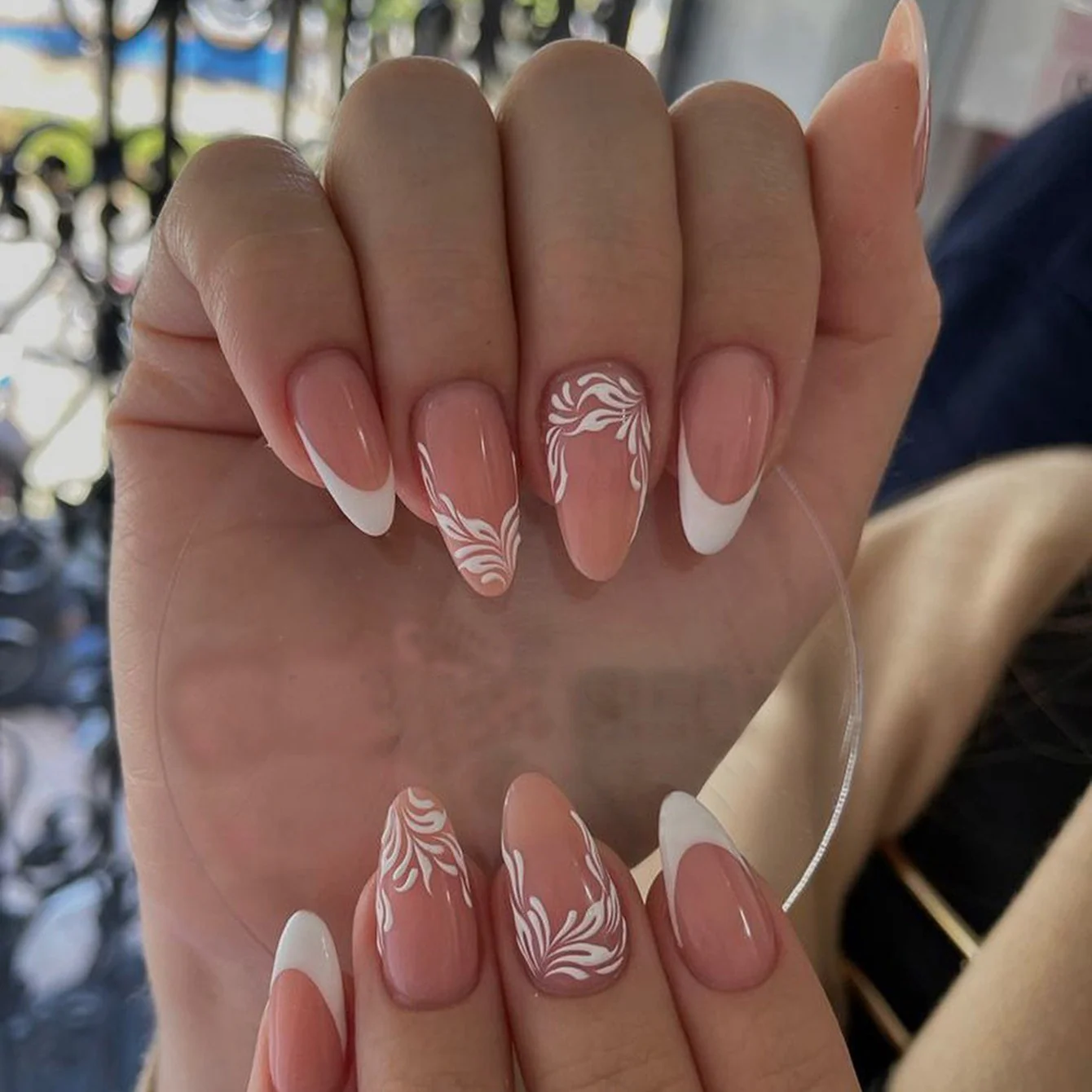 24Pcs Detachable Almond False Nails with Pearl Decoration Elegant Designs French Fake Nails Full Nail Art Tips Press On Nails - Image 35