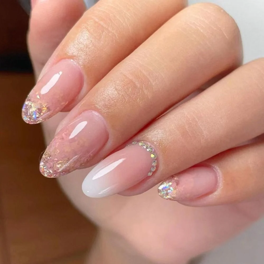 24Pcs Detachable Almond False Nails with Pearl Decoration Elegant Designs French Fake Nails Full Nail Art Tips Press On Nails - Image 42
