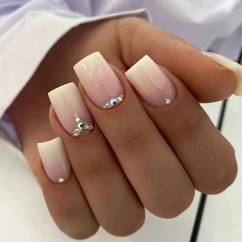 24pcs False Nails with glue flower design Long Coffin French Ballerina Fake Nails Full Cover acrylic Nail - Image 12