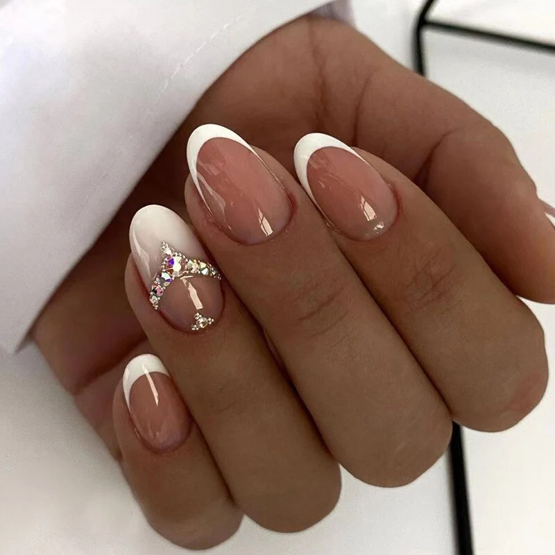24pcs False Nails with glue flower design Long Coffin French Ballerina Fake Nails Full Cover acrylic Nail - Image 58