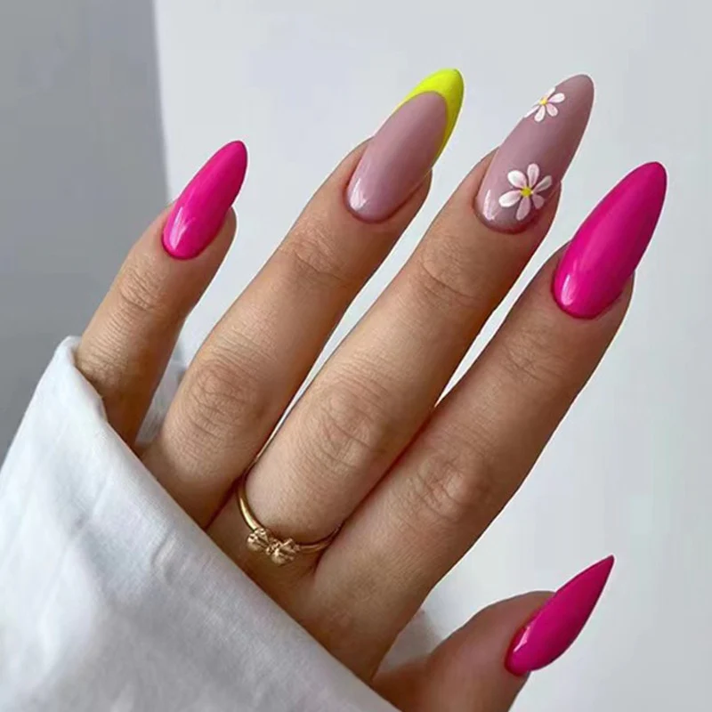 24Pcs Long Round Head Black Glod Line Press On Nail Art Removable Fake Nails With Glue Full Cover Waterproof False Nails - Image 13