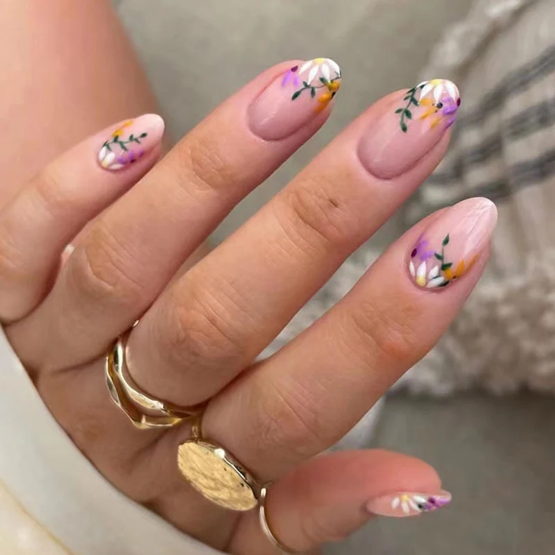 24pcs Long Stiletto False Nails wave Peals decorated Wearable French Fake Nails Press On Nails Leopard print Almond Manicure Tip - Image 40
