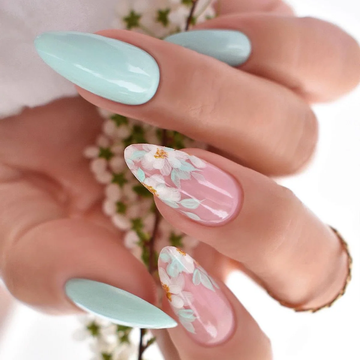 24Pcs Oval Head False Nails Pink Almond Artificial Fake Nails With Glue Full Cover Nail Tips Press On - Image 14