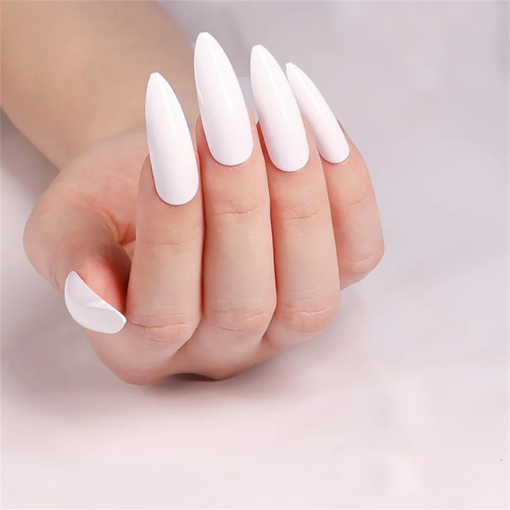 24Pcs Oval Head False Nails Pink Almond Artificial Fake Nails With Glue Full Cover Nail Tips Press On - Image 2