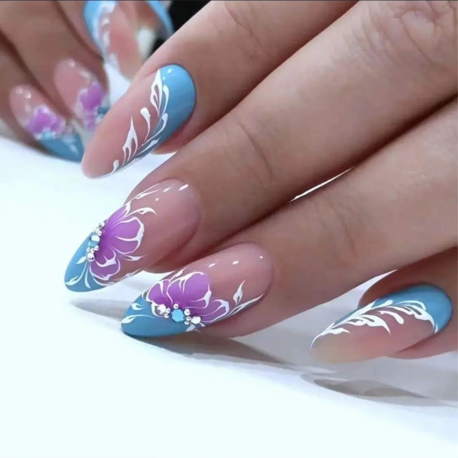 24Pcs Oval Head False Nails Pink Almond Artificial Fake Nails With Glue Full Cover Nail Tips Press On - Image 33