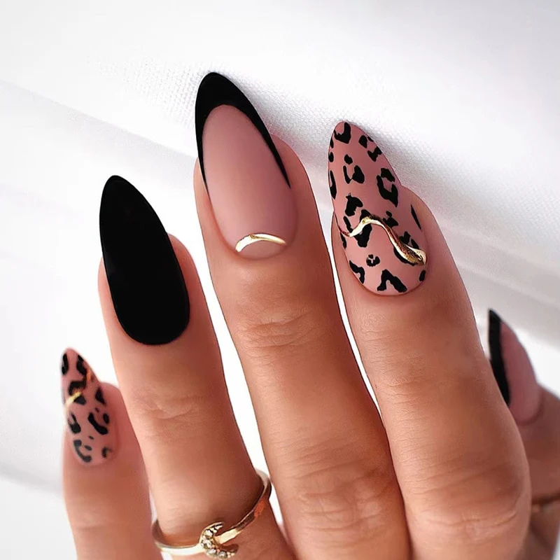 24Pcs Oval Head False Nails Pink Almond Artificial Fake Nails With Glue Full Cover Nail Tips Press On - Image 40