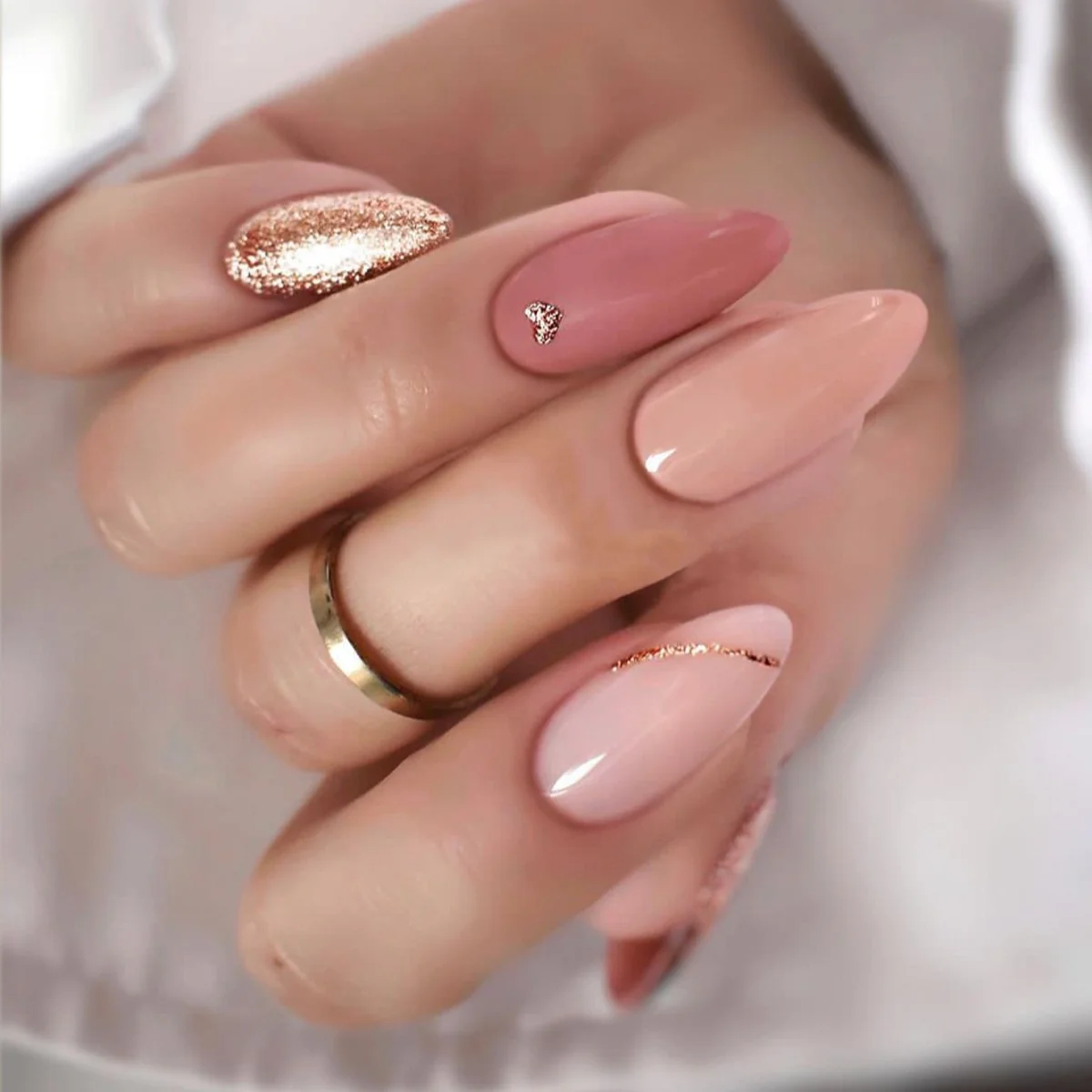 24Pcs Oval Head False Nails Pink Almond Artificial Fake Nails With Glue Full Cover Nail Tips Press On - Image 43