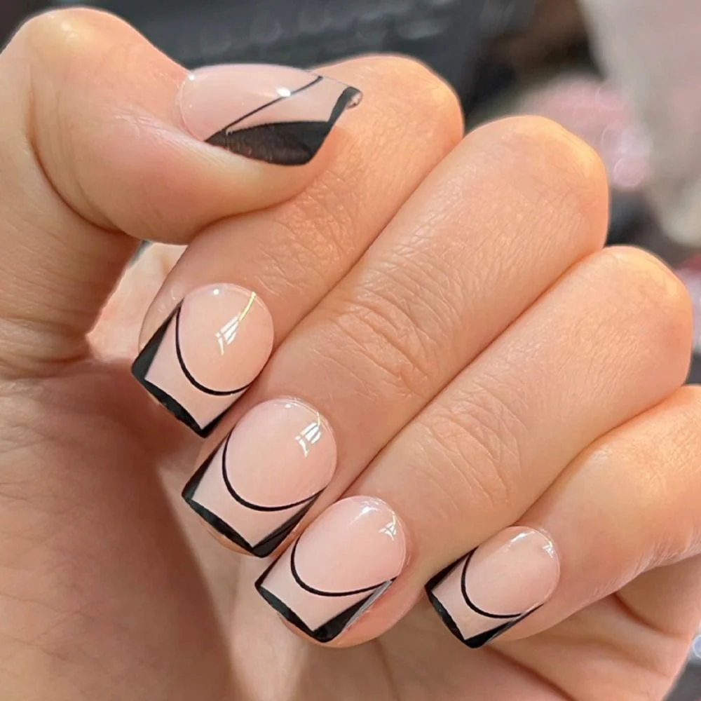 24pcs Short Square False Nails Simple French Fake Nails Press on Nails Full Cover Nail Tips - Image 9