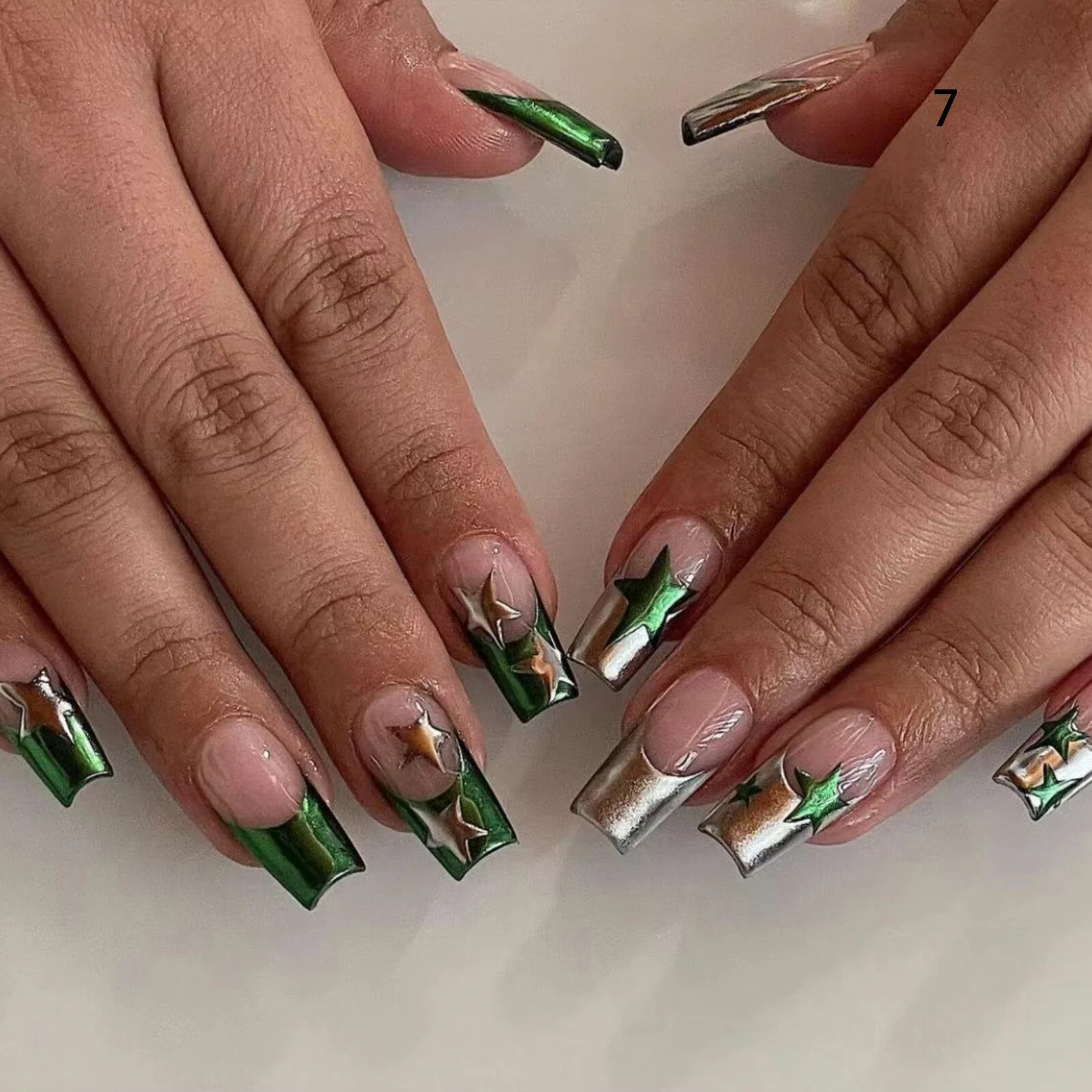 24Pcs Simple False Nails Green French Long Ballerina Coffin Full Cover Nail Tips Detachable Fake Nails Press on Nails Manicure - Image 19