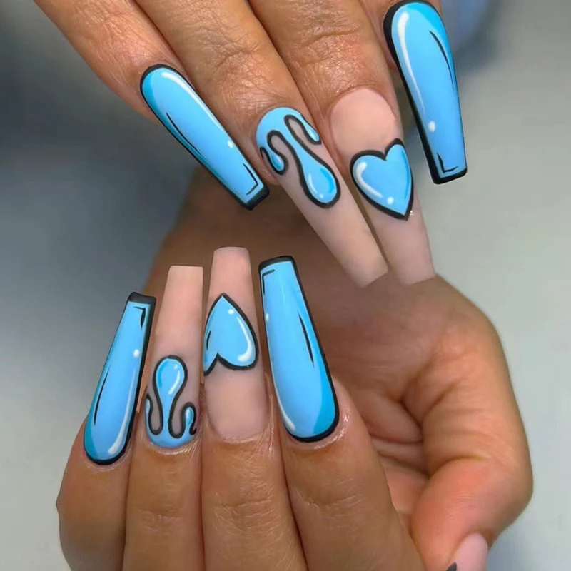 24pcs Strawberry Girl Long Ballet False Nails Art Removable Acrylic Press On Nail Tips - Image 12