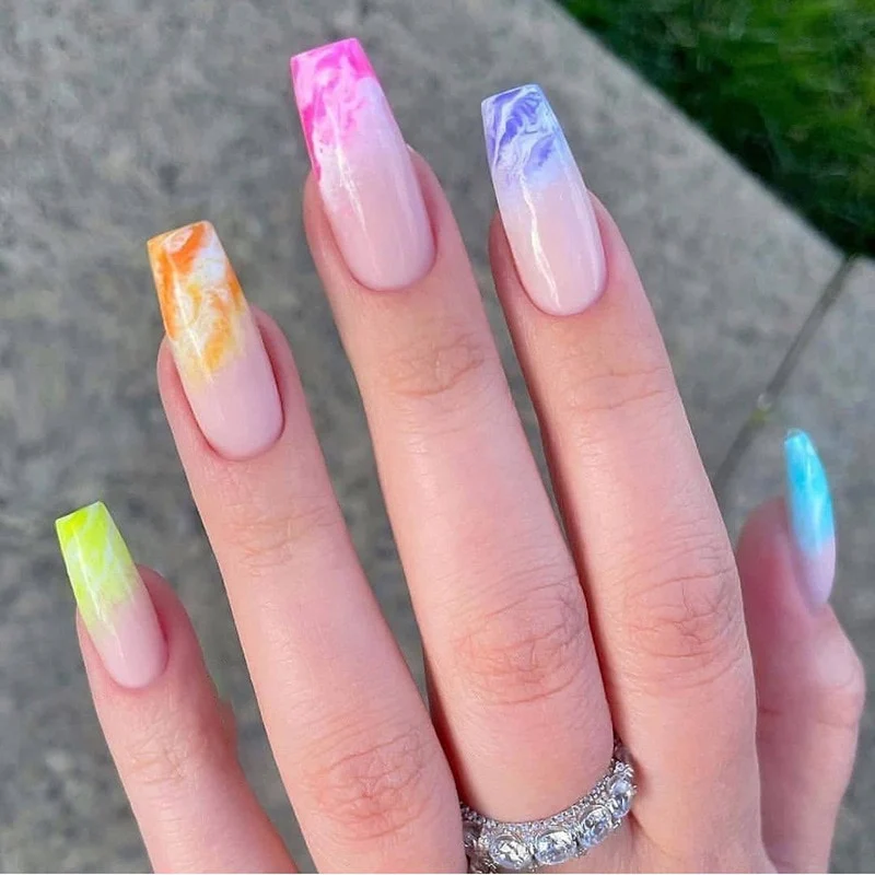 24pcs Strawberry Girl Long Ballet False Nails Art Removable Acrylic Press On Nail Tips - Image 14