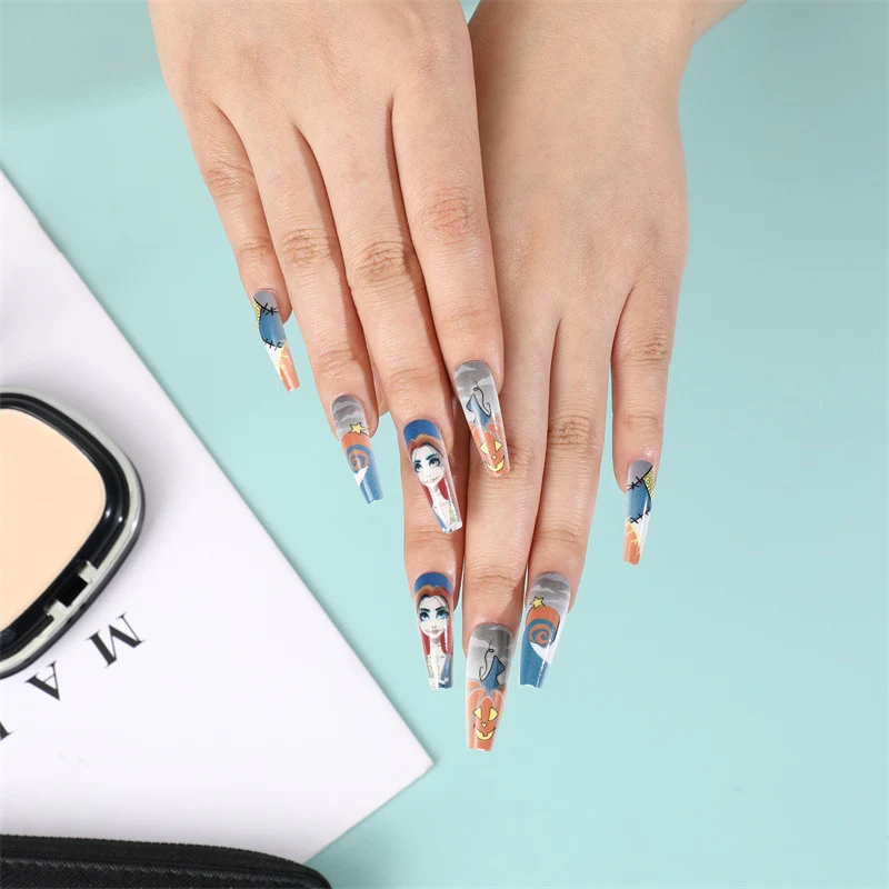 24pcs Strawberry Girl Long Ballet False Nails Art Removable Acrylic Press On Nail Tips - Image 19