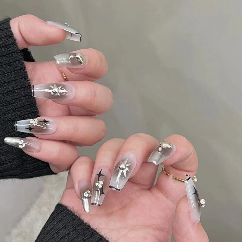 24pcs Strawberry Girl Long Ballet False Nails Art Removable Acrylic Press On Nail Tips - Image 27