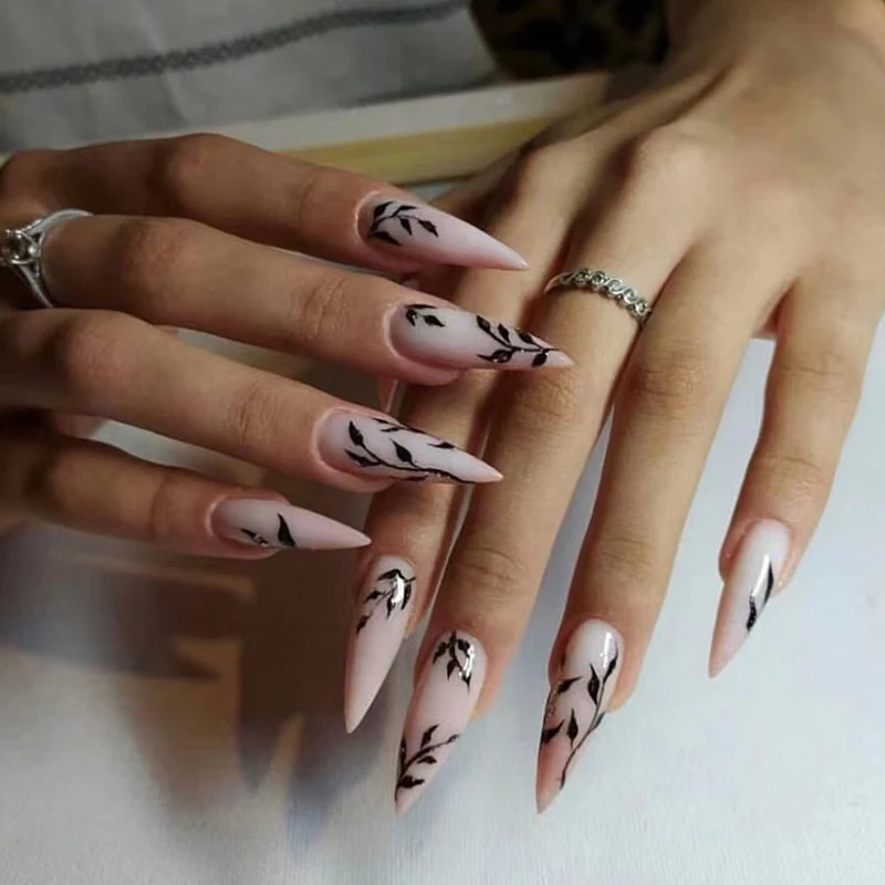 24pcs Strawberry Girl Long Ballet False Nails Art Removable Acrylic Press On Nail Tips - Image 30
