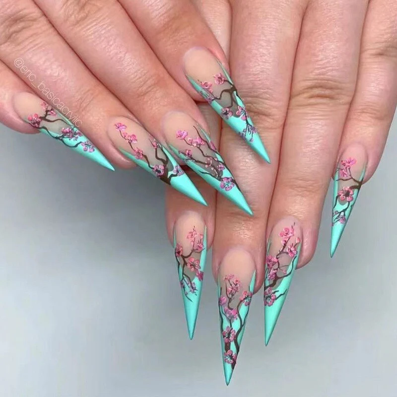 24pcs Strawberry Girl Long Ballet False Nails Art Removable Acrylic Press On Nail Tips - Image 38