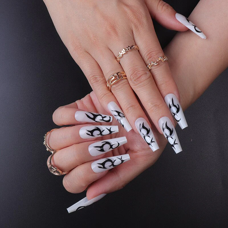 24pcs Strawberry Girl Long Ballet False Nails Art Removable Acrylic Press On Nail Tips - Image 40