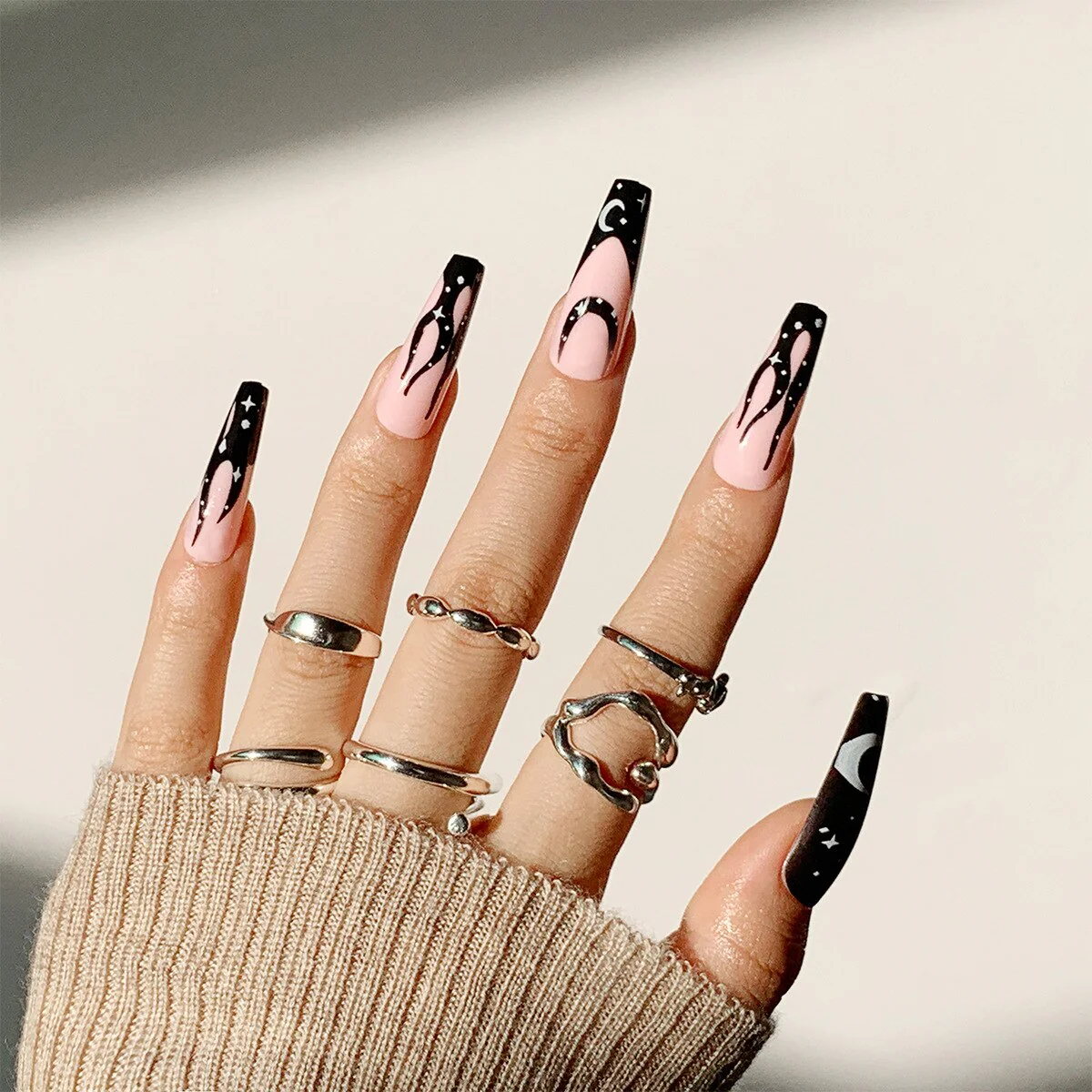24pcs Strawberry Girl Long Ballet False Nails Art Removable Acrylic Press On Nail Tips - Image 45