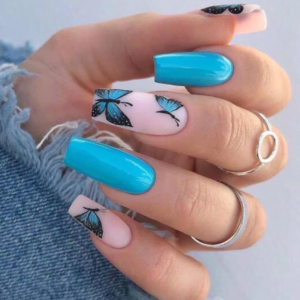 24pcs Strawberry Girl Long Ballet False Nails Art Removable Acrylic Press On Nail Tips - Image 51
